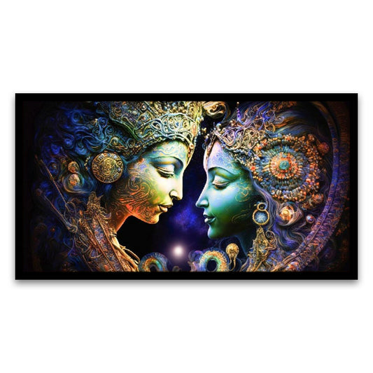 Capturing the Timeless Love and Spiritual Serenity Radha Krishna Canvas Wall Painting