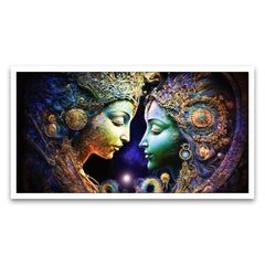 Capturing the Timeless Love and Spiritual Serenity Radha Krishna Canvas Wall Painting