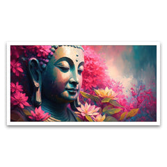 Peace and Spiritual Wisdom Enlightened Serenity Lord Buddha Floating Framed Canvas Wall Painting