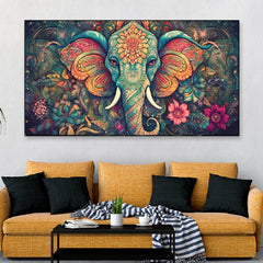 Gentle Majesty Elephant Head Floating Framed Canvas Wall Painting | Stunning Wall Art for Home Décor