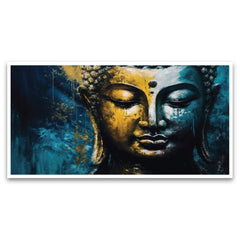 Colorful Meditating Gautam Buddha Floating Frame Canvas Wall Painting