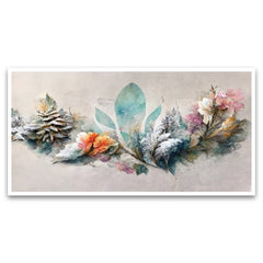 Luxurious Floral Elements Botanical Multicolor Floating Frame Canvas Wall Painting