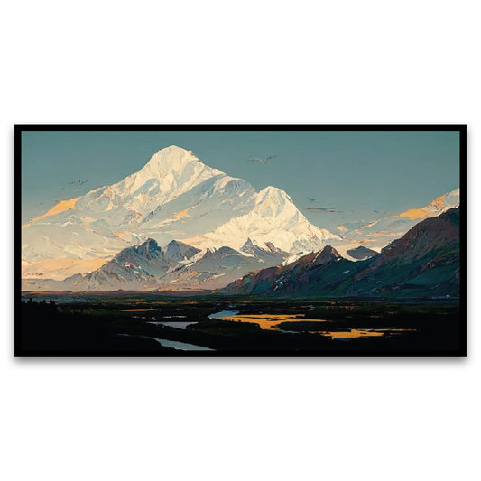 Scenic Mountains Split Floating Frame Canvas Wall Painting