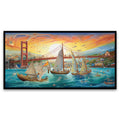 Sailing Past Golden Gate Bridge Floating Frame Landscape Canvas Wall Painting