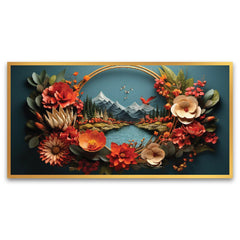 Nature Beauty in a Bouquet of Colorful Flowers Floating Frame Landscape Canvas Wall Painting