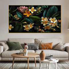 Tropical Flower Floral Frame Canvas Painting