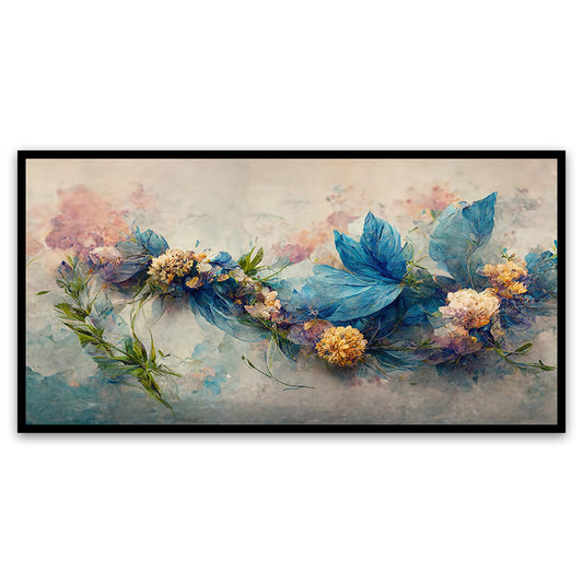 Colorful Blue Abstract Floral Canvas Painting for Bedroom Living Room Wall Decoration Beautiful Flower Art Painting