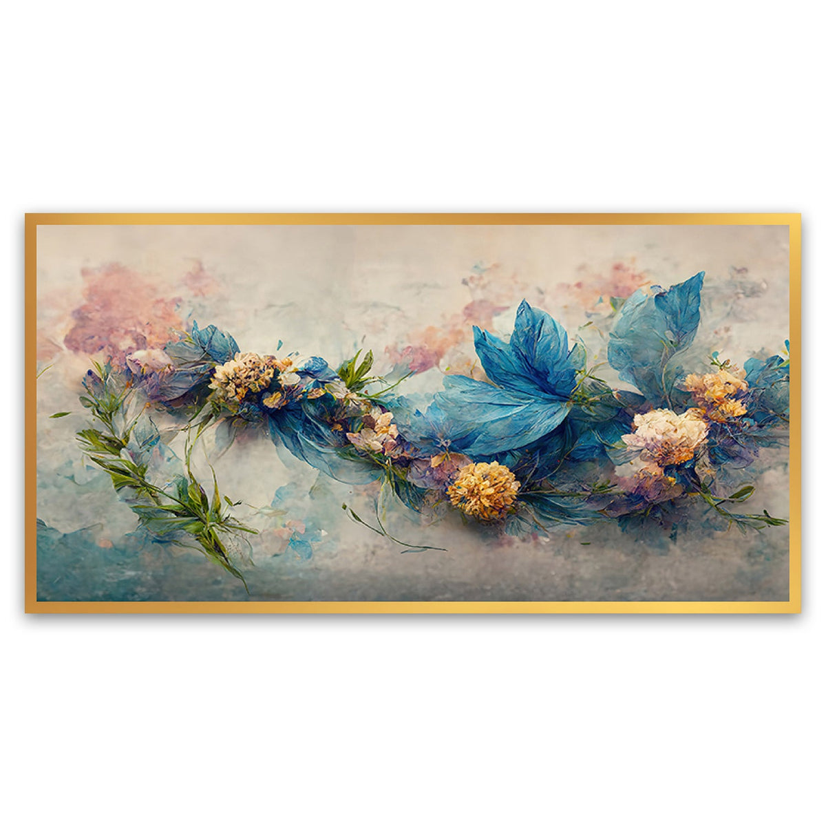 Colorful Blue Abstract Floral Canvas Painting for Bedroom Living Room Wall Decoration Beautiful Flower Art Painting