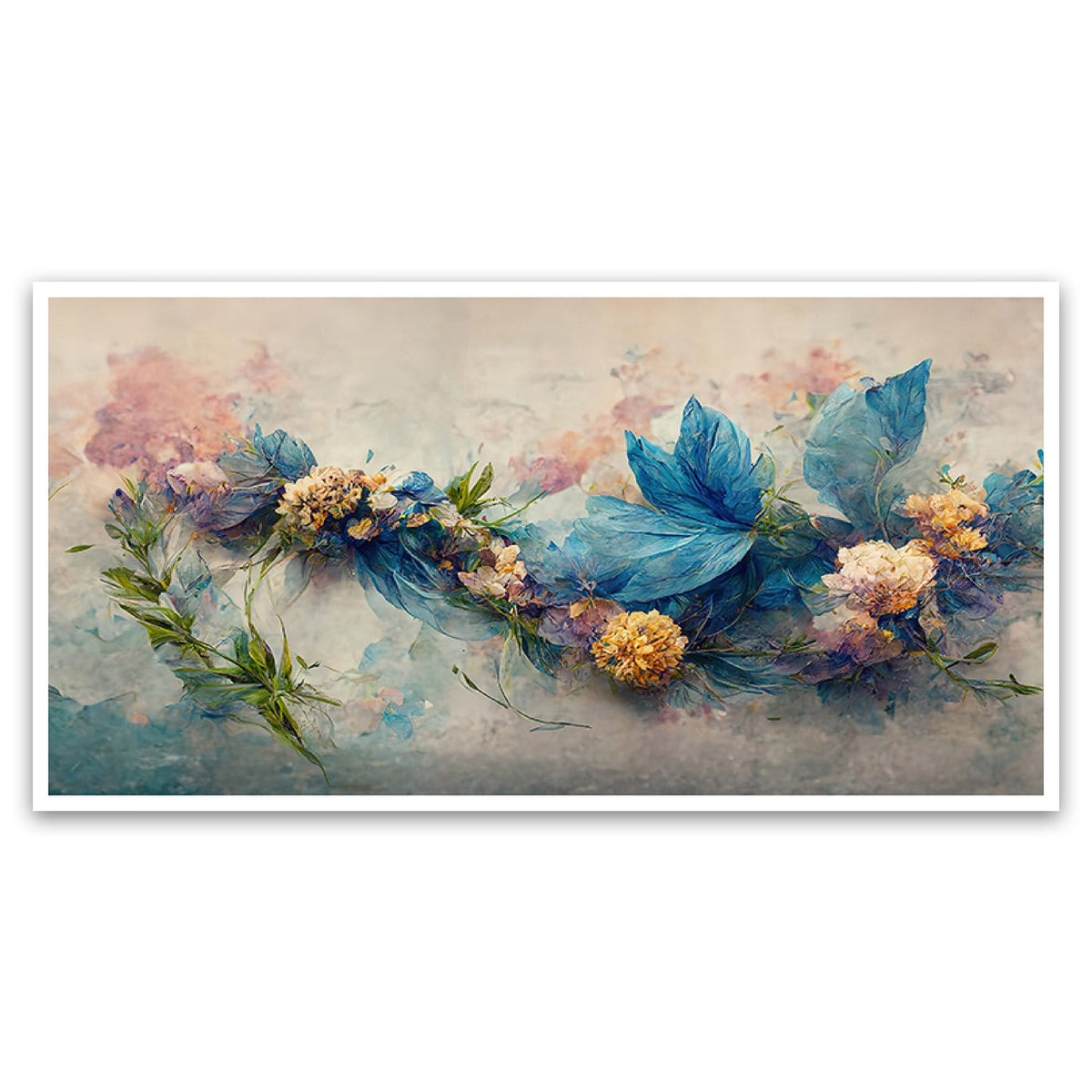 Colorful Blue Abstract Floral Canvas Painting for Bedroom Living Room Wall Decoration Beautiful Flower Art Painting