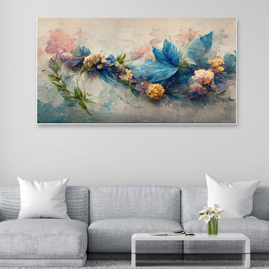 Colorful Blue Abstract Floral Canvas Painting for Bedroom Living Room Wall Decoration Beautiful Flower Art Painting