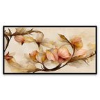 Panoramic 3D Flower Canvas Framed Painting for Bedroom, Living Room, Drwaing Room Wall Decoration Art Painting