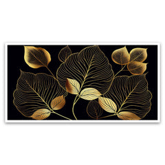 Modern Art Golden Leaves Canvas Painting for Bedroom Living Room Wall Decoration Floating Frame Canvas Painting