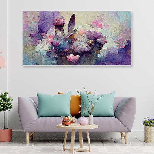 The Delicate Details and Mesmerizing Beauty of Purple Flowers Canvas Artwork