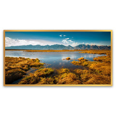 Tranquil Serenity: A Canvas Painting of a Mountain Lake