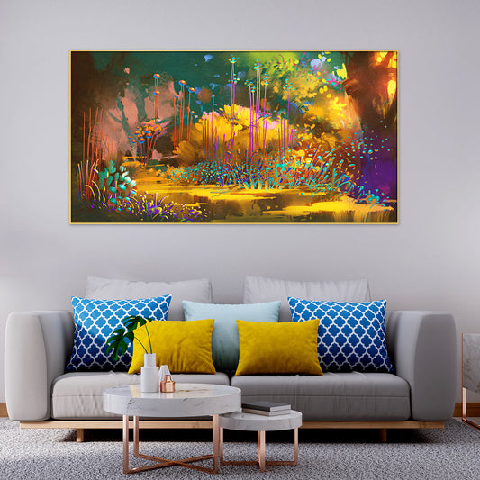 Flourishing Fantasy Forest Wall Art | Lush Greenery & Vibrant Blooms for a Serene Space