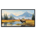 The Solitude of the Bull Moose: A Majestic Creature Reflected in Still Waters