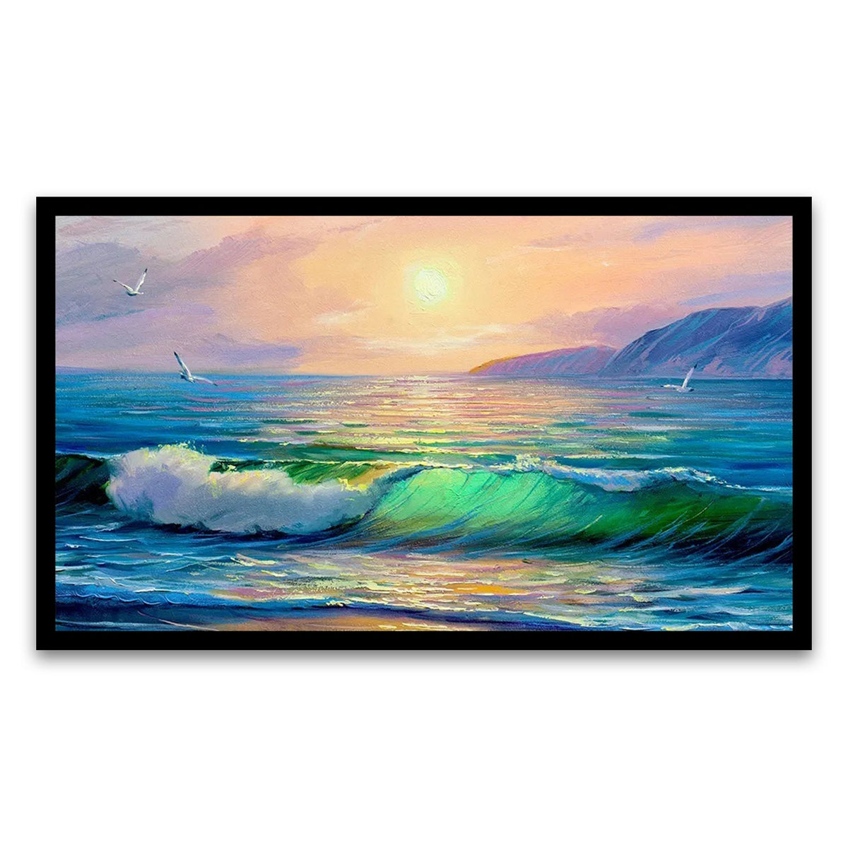 Sundown Serenity Big Panoramic Beautiful Sea Sunset Scenery Canvas Wall Painting