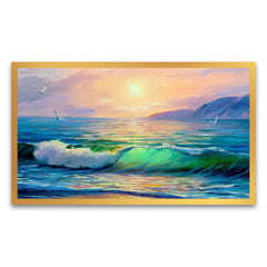 Sundown Serenity Big Panoramic Beautiful Sea Sunset Scenery Canvas Wall Painting