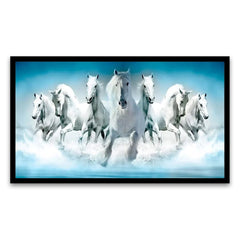 Equestrian Elegance | Dynamic Seven Running Horses Canvas Wall Painting