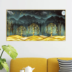 Golden Dreamscape | Mesmerizing Nightscape Canvas Wall Art for Elegant Home Décor