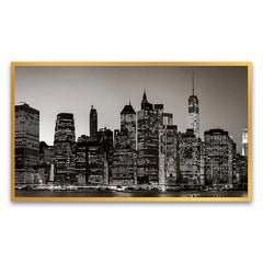 Cityscape Elegance for Your Home Decor Manhattan's Night View Floating Framed Canvas Wall Painting