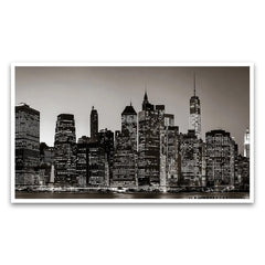 Cityscape Elegance for Your Home Decor Manhattan's Night View Floating Framed Canvas Wall Painting