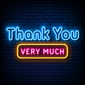 : Neon Light Thank You in Blue