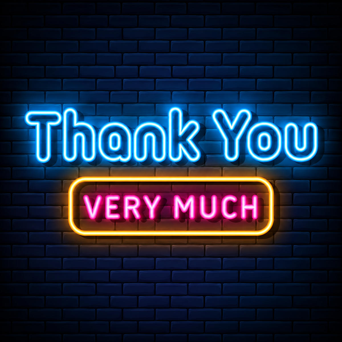 : Neon Light Thank You in Blue