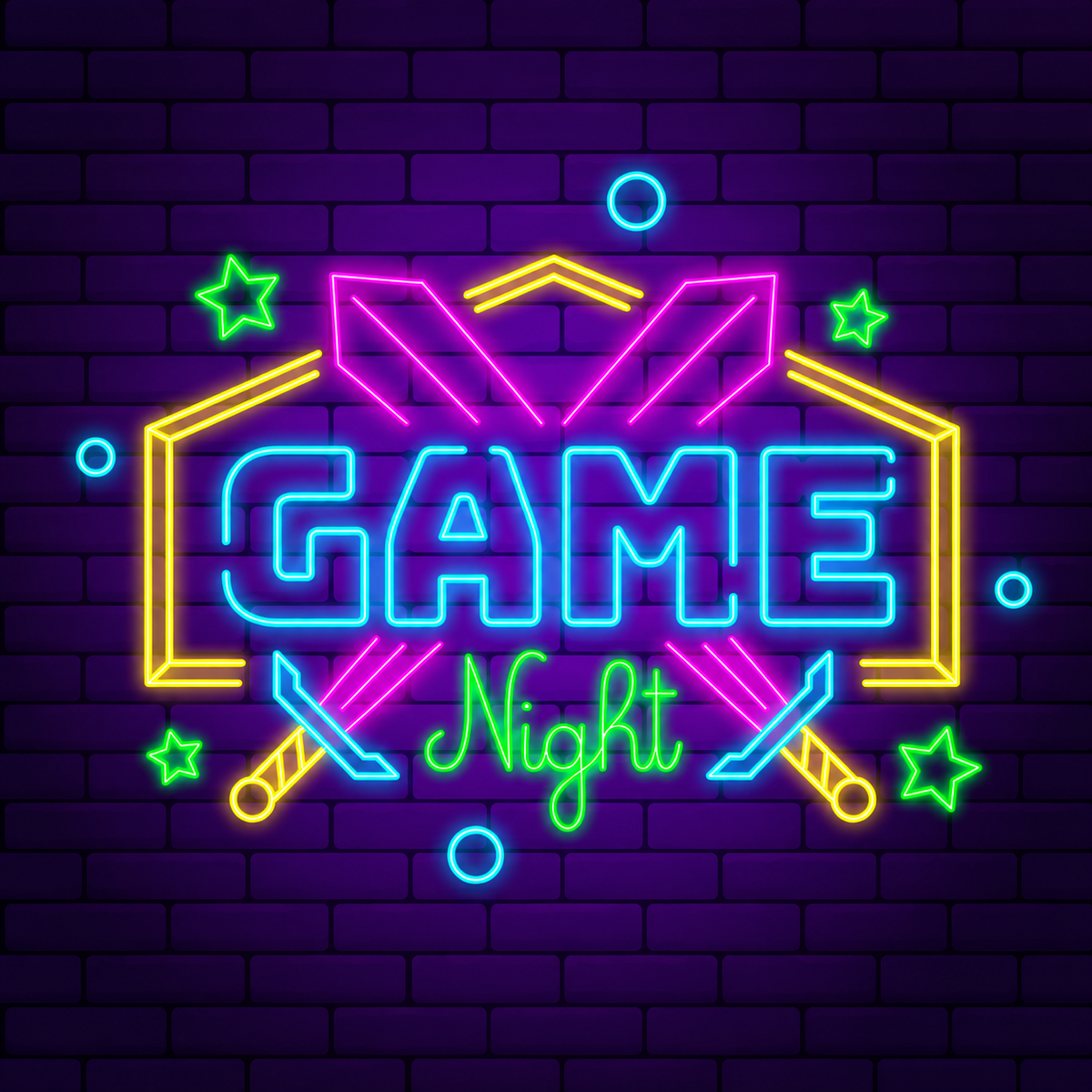 Neon Light Game Night Sword - Glowing LED Wall Decor for Gamers