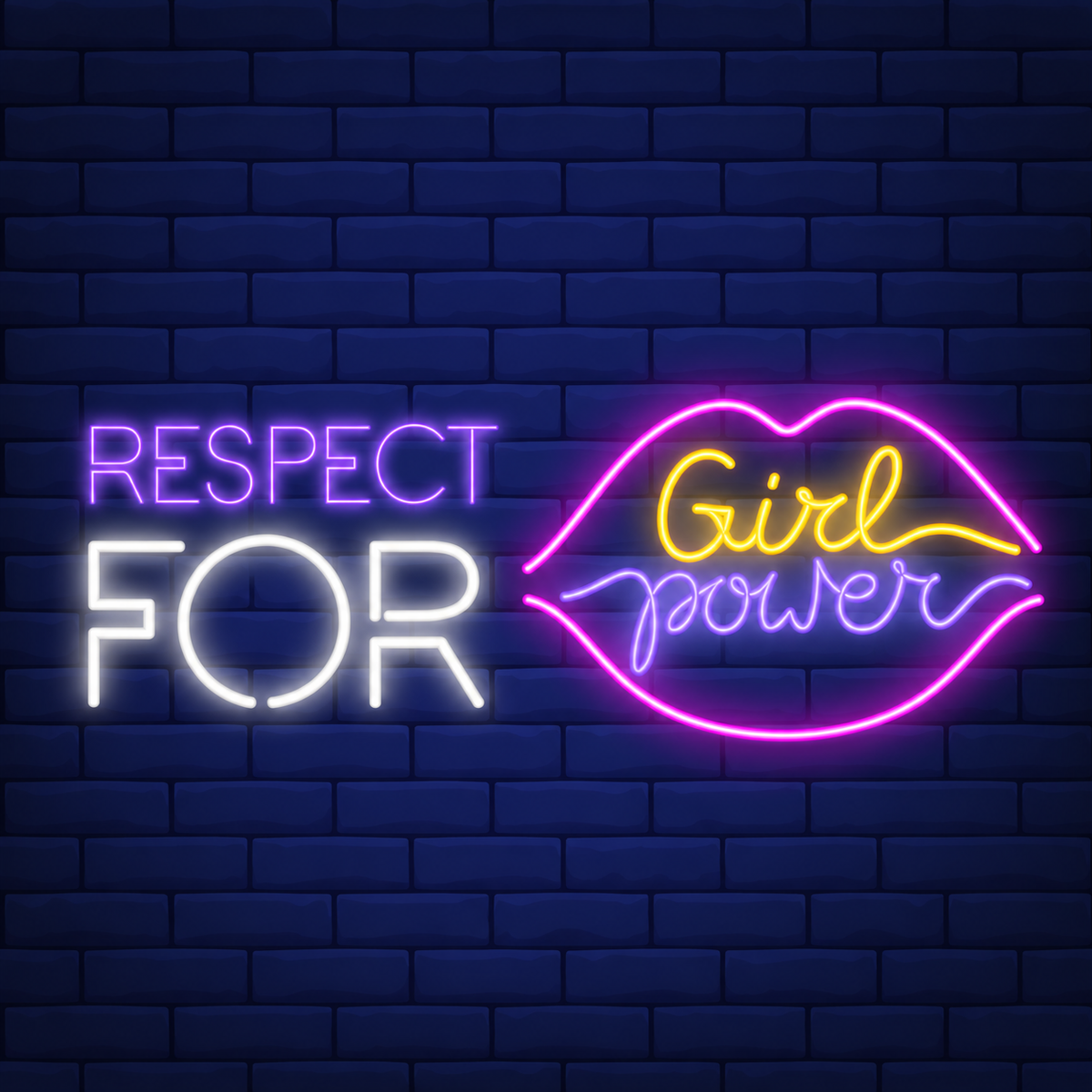 Neon Lights Respect Girls in Pink Lips Design