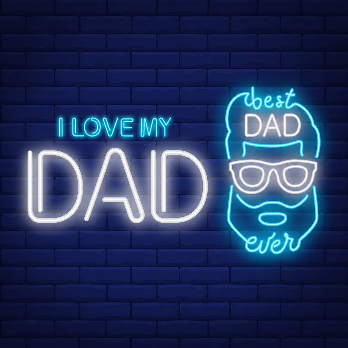 "Neon Lights 'Love You Dad' Sign in Blue - LED Wall Art for Father's Day"