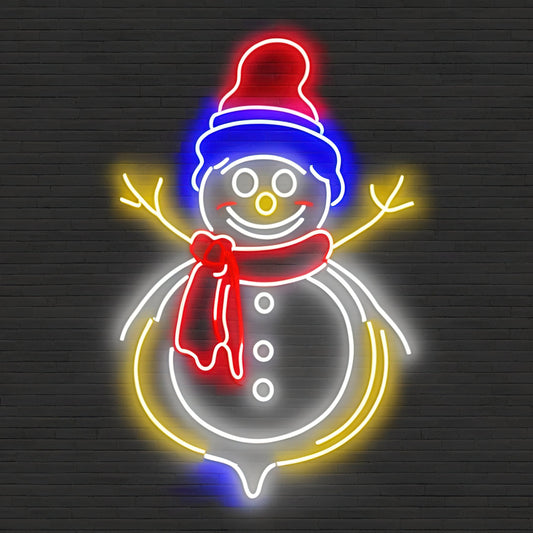 Neon Light Snowman Decoration - Festive Holiday Accent for Home, Party, and Event