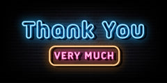 : Neon Light Thank You in Blue