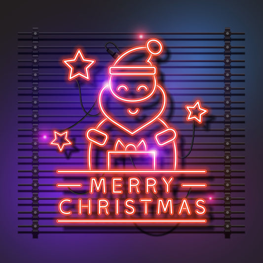 "Neon Light Santa with Merry Christmas"